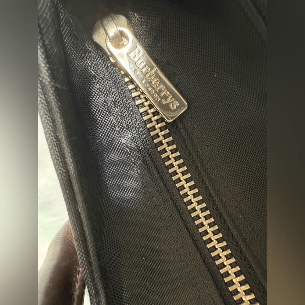 Burberry Black Tote with Check Trim and Brown Handles - Picture 13 of 16